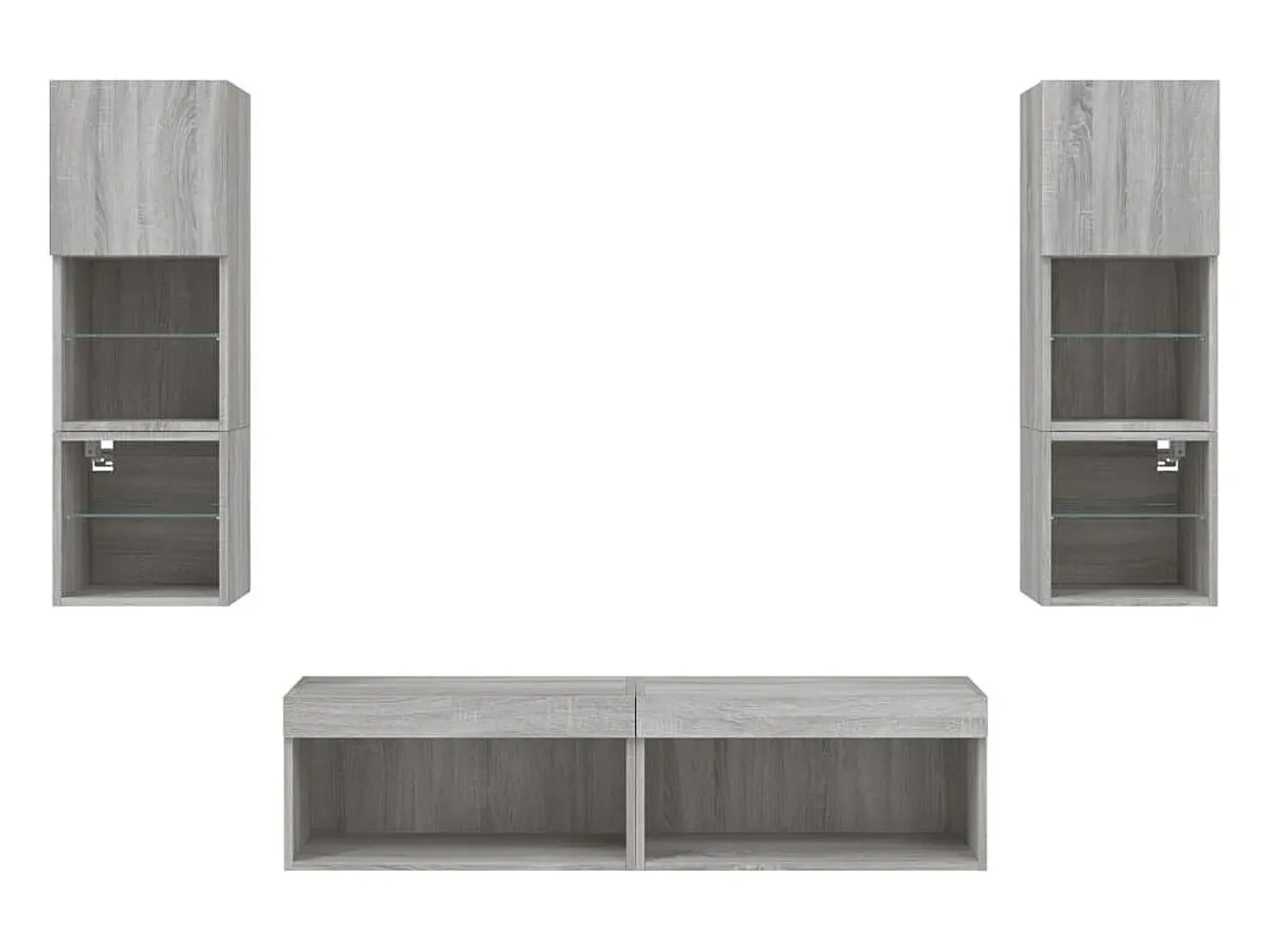 Móvel De Tv|Helloshop26 Suporte de TV multimídia prateleira de TV buffet de TV sala de jantar sala de estar quarto com LED 6 peças Sonoma Engineered Wood cinza 02_0029460 Castanho