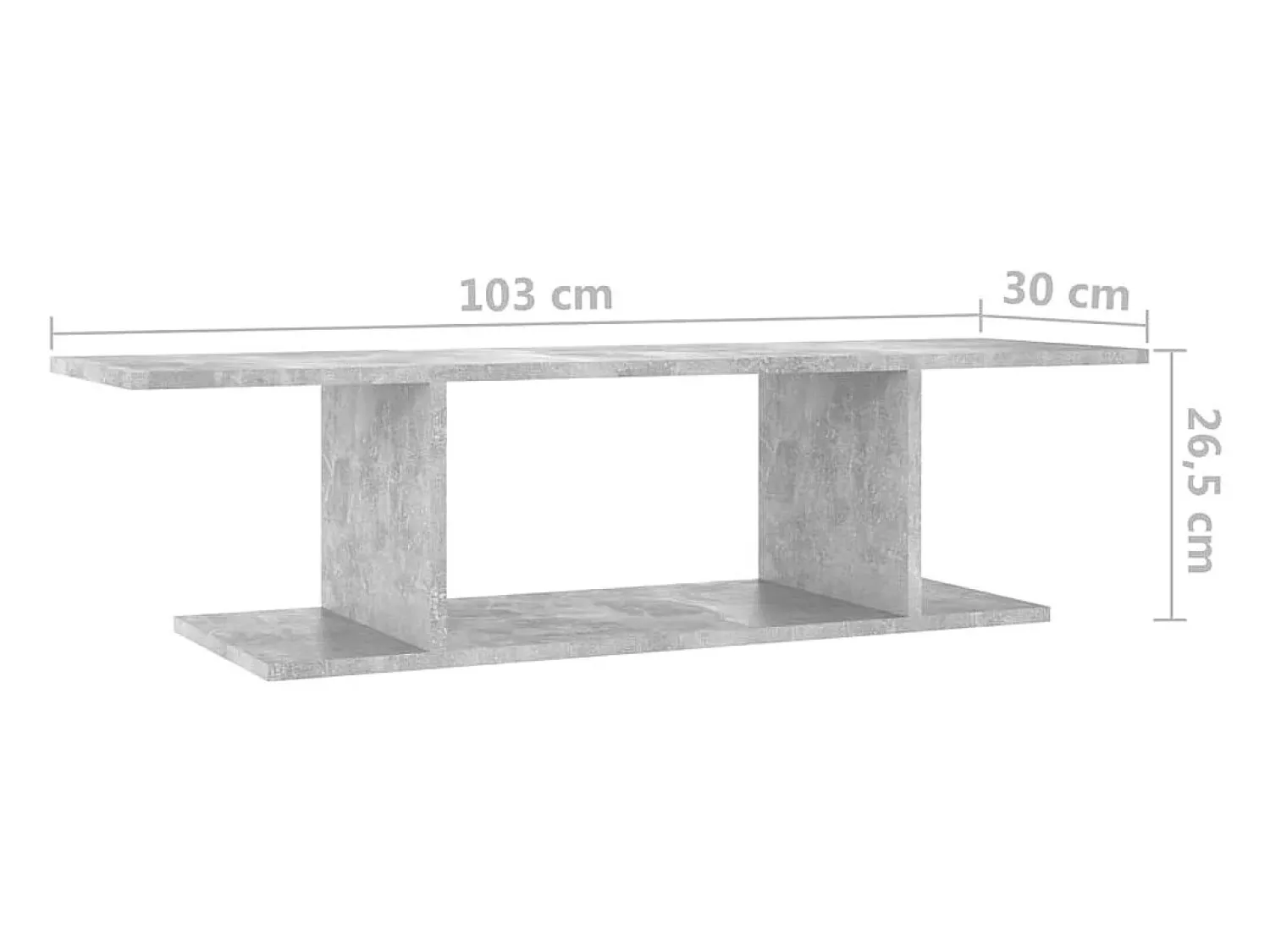 Helloshop26 Suporte de TV multimídia prateleira de TV aparador de TV montado na parede adequado para sala de jantar sala de estar quarto 103 x 30 x 26,5 cm cinza 02_0027746^ Móvel De Tv