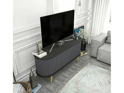 Móvel De Tv*Dmora Suporte de TV móvel Desteve, Aparador de soDia a dia, Armário baixo para TV, Base de parede equipada, 140x43h64 cm, e Antracite Preto