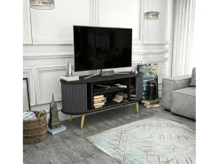 Móvel De Tv*Dmora Suporte de TV móvel Desteve, Aparador de soDia a dia, Armário baixo para TV, Base de parede equipada, 140x43h64 cm, e Antracite Preto
