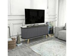 Móvel De Tv*Dmora Suporte de TV móvel Desteve, Aparador de soDia a dia, Armário baixo para TV, Base de parede equipada, 140x43h64 cm, e Antracite Preto