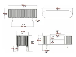 Móvel De Tv*Dmora Suporte de TV móvel Desteve, Aparador de soDia a dia, Armário baixo para TV, Base de parede equipada, 140x43h64 cm, e Antracite Preto
