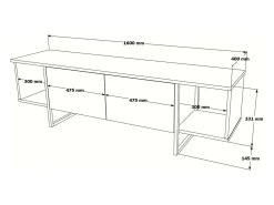 Outlet Dmora Suporte de TV móvel DFlorian, Aparador de sala, Armário de TV baixo, Base de parede equipada, 160x40h48 cm, e Dourado Branco