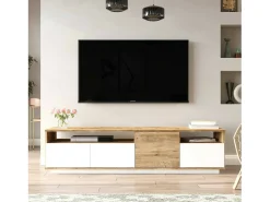 Best Dmora Suporte de TV móvel Dgiulian, CrEdenza de sala de estar, armário baixo para TV, base de parede equipada, 180x45h45 cm, carvalho e branco Castanho