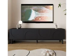 Suporte de TV com 4 portas, armário para TV, unidade de armazenamento com divisórias ajustáveis.^ Móvel De Tv