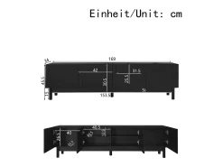 Suporte de TV com 4 portas, armário para TV, unidade de armazenamento com divisórias ajustáveis.^ Móvel De Tv