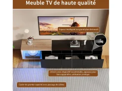 Discount Suporte de TV com iluminação LED integrada, móvel para TV, para sala de estar e quarto, 240 x 38 x 44 cm, Preto