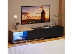 Discount Suporte de TV com iluminação LED integrada, móvel para TV, para sala de estar e quarto, 240 x 38 x 44 cm, Preto