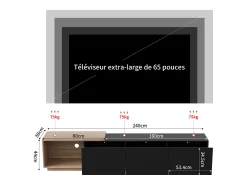 Discount Suporte de TV com iluminação LED integrada, móvel para TV, para sala de estar e quarto, 240 x 38 x 44 cm, Preto