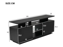 Best Hauss Spole Suporte de TV com iluminação LED de 16 cores e 2 portas - para TVs de 40 a 49 polegadas. Preto