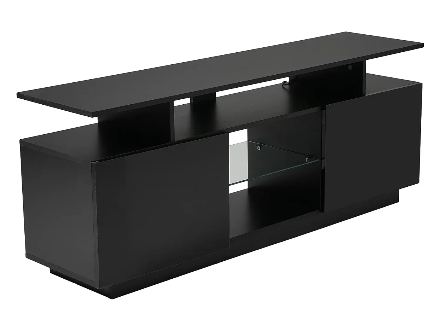 Best Hauss Spole Suporte de TV com iluminação LED de 16 cores e 2 portas - para TVs de 40 a 49 polegadas. Preto