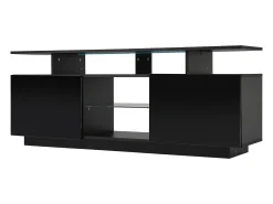 Best Hauss Spole Suporte de TV com iluminação LED de 16 cores e 2 portas - para TVs de 40 a 49 polegadas. Preto
