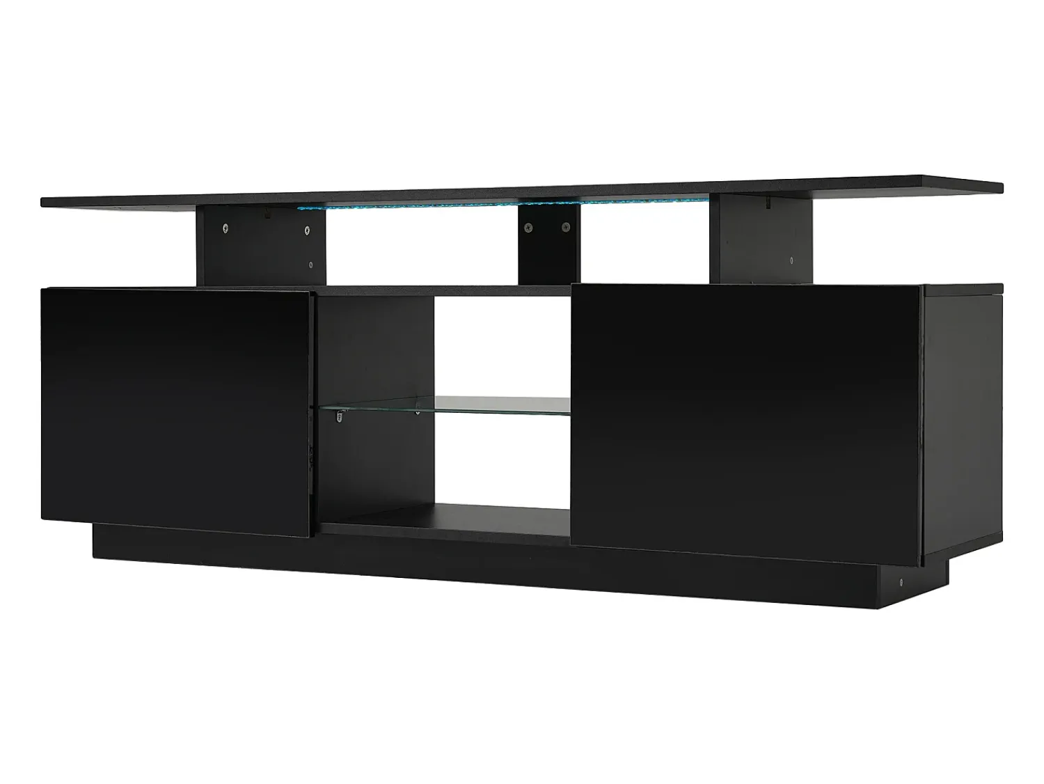 Best Hauss Spole Suporte de TV com iluminação LED de 16 cores e 2 portas - para TVs de 40 a 49 polegadas. Preto