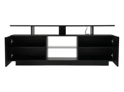 Best Hauss Spole Suporte de TV com iluminação LED de 16 cores e 2 portas - para TVs de 40 a 49 polegadas. Preto