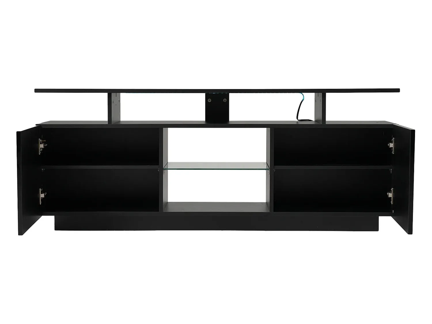 Best Hauss Spole Suporte de TV com iluminação LED de 16 cores e 2 portas - para TVs de 40 a 49 polegadas. Preto