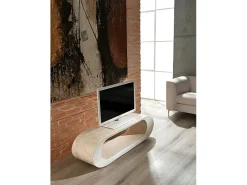 Homemania Suporte de TV Stones FS-004-WA 130x35x35cm base em pedra fóssil de ágata branca Estilo minimalista moderno Design compacto^ Mesa De Centro