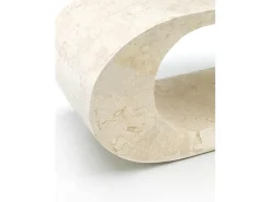 Homemania Suporte de TV Stones FS-004-WA 130x35x35cm base em pedra fóssil de ágata branca Estilo minimalista moderno Design compacto^ Mesa De Centro