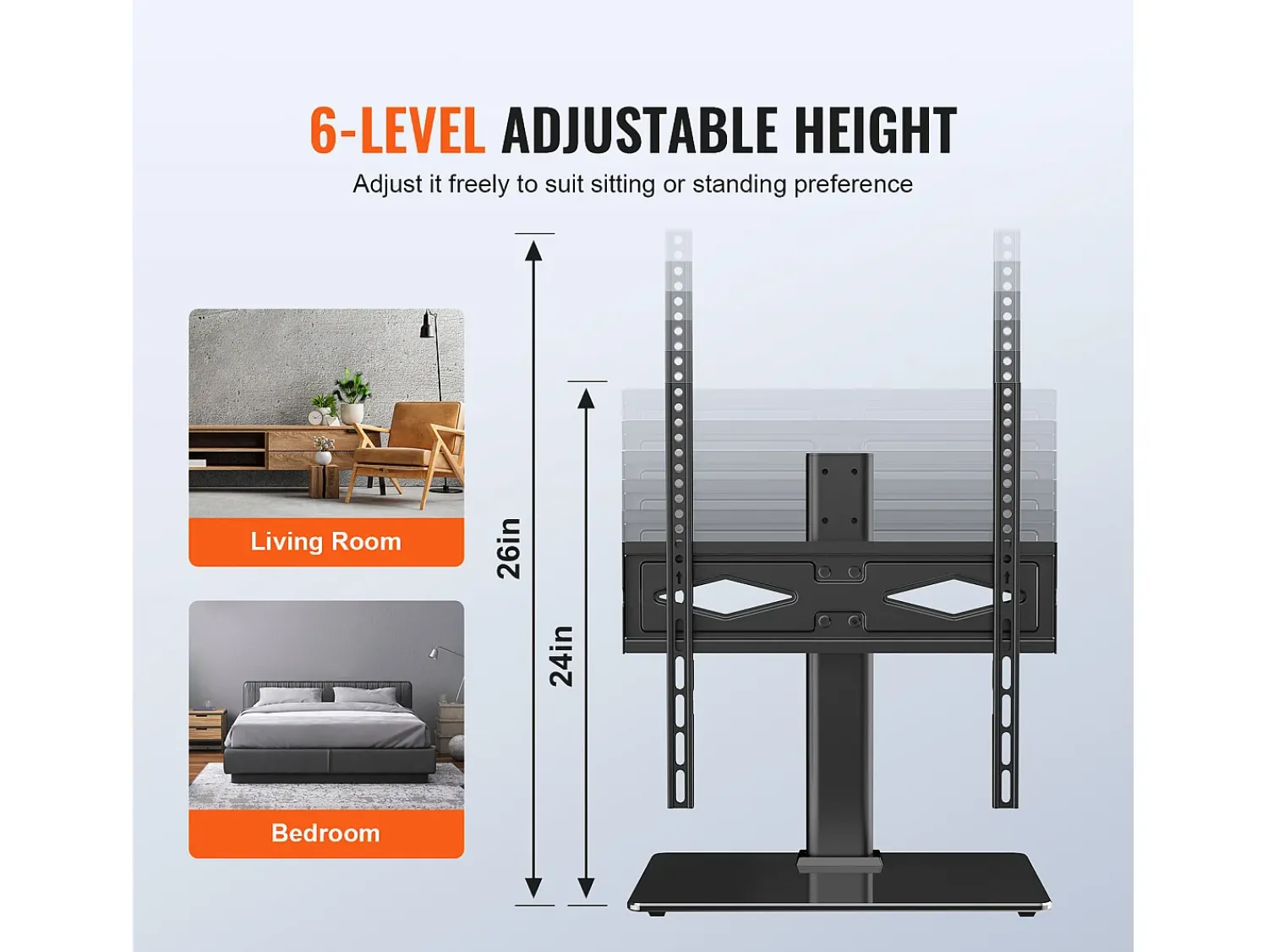 Suporte de TV SucceBuy 81-140cm Giratório com Altura Ajustável, Suporte de TV Universal, Oferecendo uma Experiência de Visualização Confortável^ Móvel De Tv