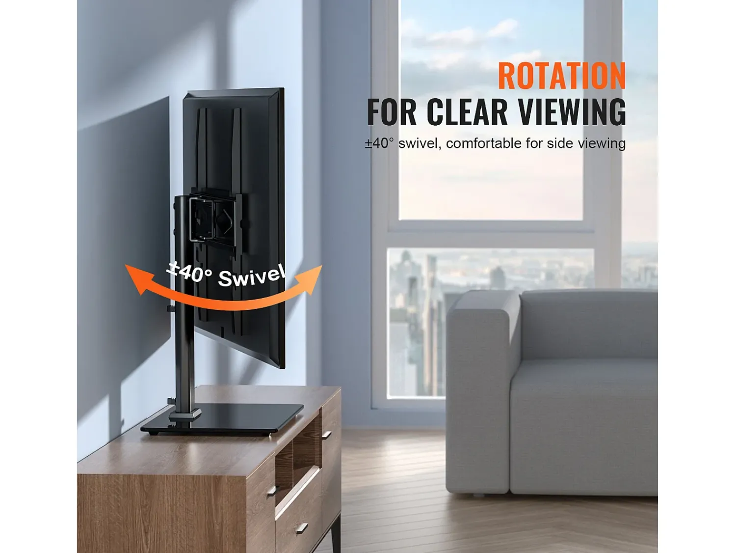 Suporte de TV SucceBuy 81-140cm Giratório com Altura Ajustável, Suporte de TV Universal, Oferecendo uma Experiência de Visualização Confortável^ Móvel De Tv