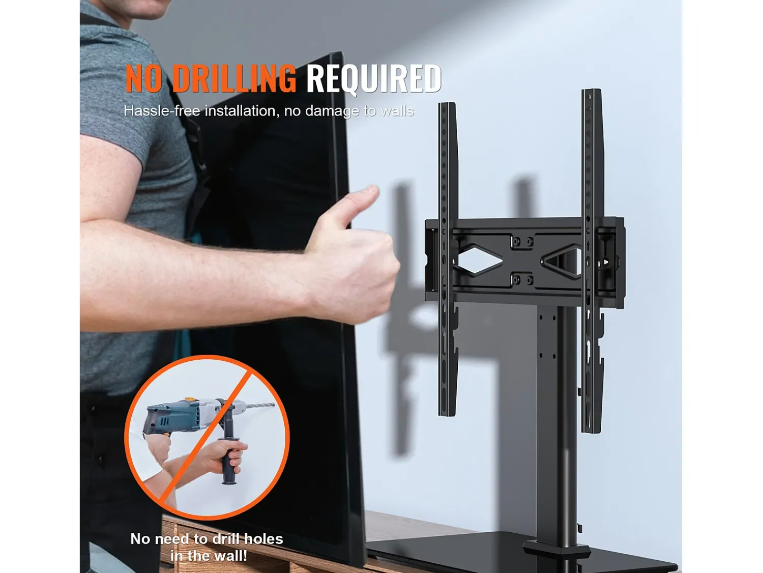 Suporte de TV SucceBuy 81-140cm Giratório com Altura Ajustável, Suporte de TV Universal, Oferecendo uma Experiência de Visualização Confortável^ Móvel De Tv