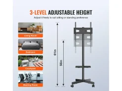 Móvel De Tv| Suporte de TV SucceBuy Móvel para Televisores de 58 a 152cm, com Rodas e Bandeja, Portátil, Fácil de Mover em Diferentes Cômodos Preto