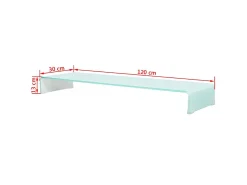 Móvel De Tv|Helloshop26 Suporte de TV/aparador/monitor de design prático para TV de vidro branco de 120 cm 2502225 Transparente