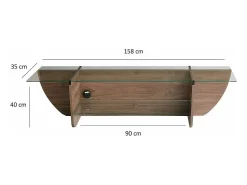 Online Dmora Suporte de TVDmarcoli, Aparador de sala, Armário de TV baixo, Base de parede equipada, 158x35h40 cm, Nogueira Castanho
