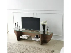 Online Dmora Suporte de TVDmarcoli, Aparador de sala, Armário de TV baixo, Base de parede equipada, 158x35h40 cm, Nogueira Castanho