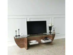 Online Dmora Suporte de TVDmarcoli, Aparador de sala, Armário de TV baixo, Base de parede equipada, 158x35h40 cm, Nogueira Castanho