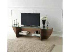 Online Dmora Suporte de TVDmarcoli, Aparador de sala, Armário de TV baixo, Base de parede equipada, 158x35h40 cm, Nogueira Castanho