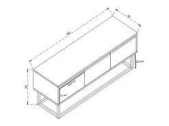 Discount Dmora Suporte de TVDpinat, Aparador de sala, Armário baixo para TV, Base de parede equipada, 140x40h50 cm, Carvalho e Preto Castanho
