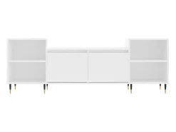 Hot Helloshop26 Suporte multimídia para TV prateleira para TV aparador armário para TV sala de jantar sala de estar quarto 160 x 35 x 55 cm madeira engenheirada branca 02_0026061 Branco