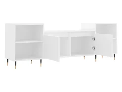 Hot Helloshop26 Suporte multimídia para TV prateleira para TV aparador armário para TV sala de jantar sala de estar quarto 160 x 35 x 55 cm madeira engenheirada branca 02_0026061 Branco