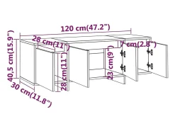 Móvel De Tv*Helloshop26 Suporte multimídia para TV prateleira para TV aparador armário para TV sala de jantar sala de estar quarto 120 x 30 x 40,5 cm madeira engenheirada branca 02_0025838 Branco
