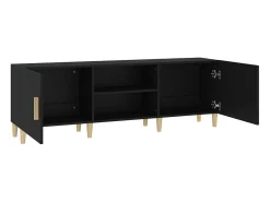 Helloshop26 Suporte multimídia para TV prateleira para TV aparador armário para TV sala de jantar sala de estar quarto 150 x 30 x 50 cm madeira engenheirada preta 02_0026003^ Móvel De Tv