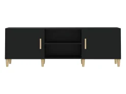 Helloshop26 Suporte multimídia para TV prateleira para TV aparador armário para TV sala de jantar sala de estar quarto 150 x 30 x 50 cm madeira engenheirada preta 02_0026003^ Móvel De Tv