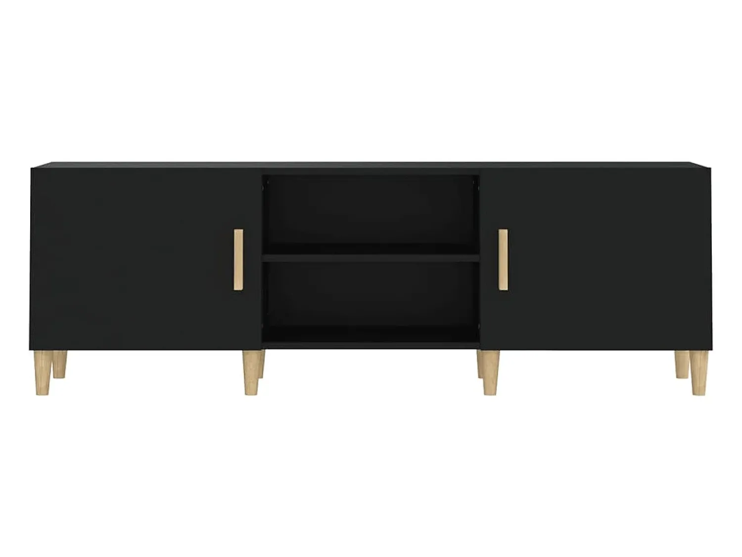 Helloshop26 Suporte multimídia para TV prateleira para TV aparador armário para TV sala de jantar sala de estar quarto 150 x 30 x 50 cm madeira engenheirada preta 02_0026003^ Móvel De Tv