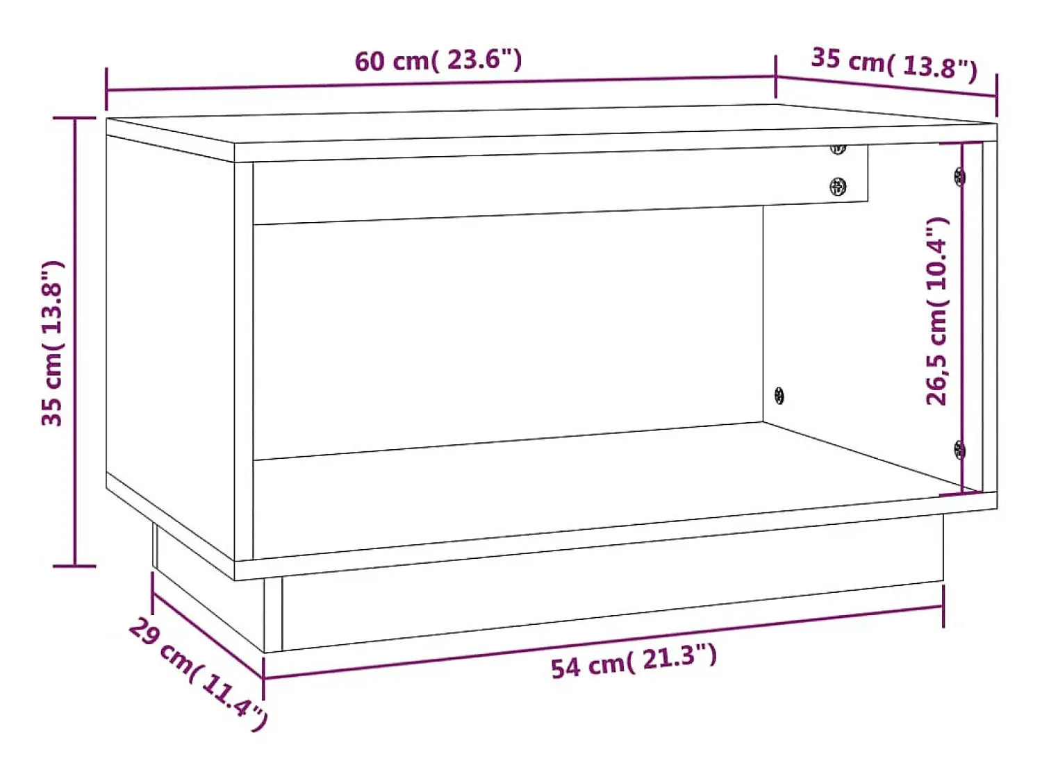 Helloshop26 Suporte multimídia para TV prateleira para TV aparador armário para TV sala de jantar sala de estar quarto 60 x 35 x 35 cm madeira maciça de pinho marrom 02_0026134^ Móvel De Tv
