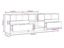 Móvel De Tv|Helloshop26 Suporte multimídia para TV prateleira para TV aparador armário para TV sala de jantar sala de estar quarto 150 x 33,5 x 45 cm madeira engenheirada branca 02_0026009 Branco