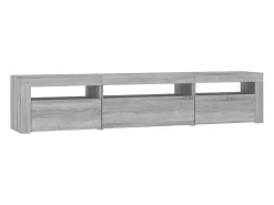Móvel De Tv|Helloshop26 Suporte multimídia para TV prateleira para TV aparador armário para TV sala de jantar sala de estar quarto com luzes LED Sonoma 195 x 35 x 40 cm cinza 02_0026809 Cinzento