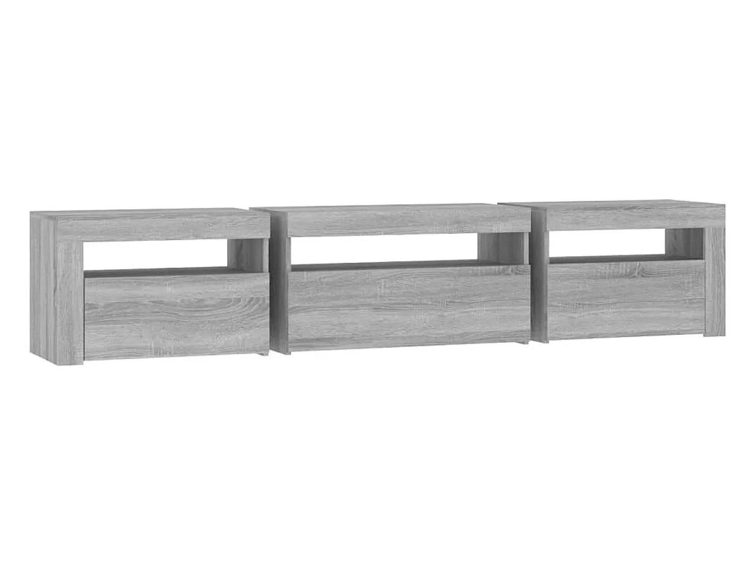 Móvel De Tv|Helloshop26 Suporte multimídia para TV prateleira para TV aparador armário para TV sala de jantar sala de estar quarto com luzes LED Sonoma 195 x 35 x 40 cm cinza 02_0026809 Cinzento