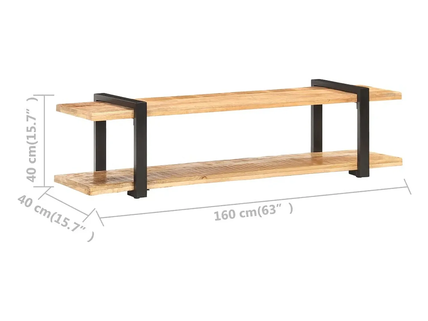 Helloshop26 Suporte multimídia para TV prateleira para TV armário para TV sala de jantar sala de estar quarto 160 x 40 x 40 cm madeira maciça de manga marrom natural 02_0026073^ Móvel De Tv