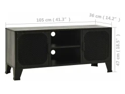 Móvel De Tv|Helloshop26 Suporte multimídia para TV prateleira para TV móvel para TV sala de jantar sala de estar quarto 105 x 36 x 47 cm metal e MDF cinza 02_0025695 Cinzento