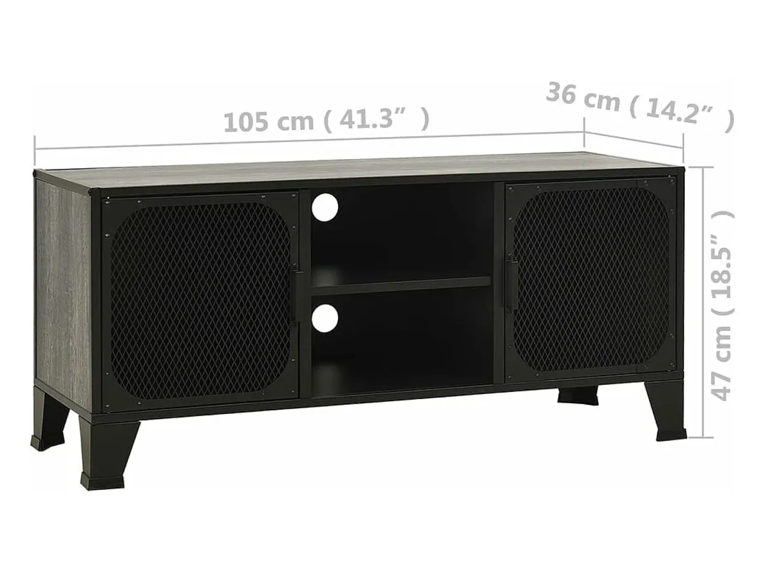 Móvel De Tv|Helloshop26 Suporte multimídia para TV prateleira para TV móvel para TV sala de jantar sala de estar quarto 105 x 36 x 47 cm metal e MDF cinza 02_0025695 Cinzento