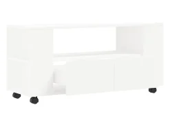 Móvel De Tv*Helloshop26 Suporte multimídia para TV prateleira para TV aparador armário para TV sala de jantar sala de estar quarto 102 x 34,5 x 43 cm madeira engenheirada branca 02_0025559 Branco