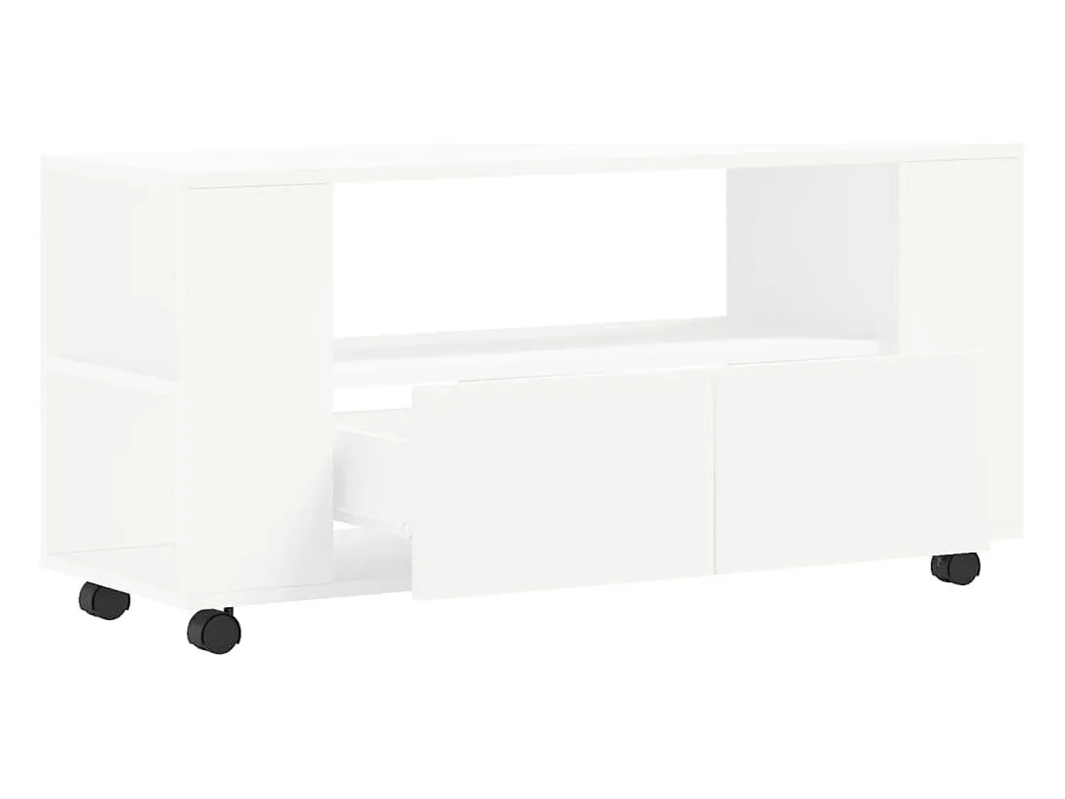 Móvel De Tv*Helloshop26 Suporte multimídia para TV prateleira para TV aparador armário para TV sala de jantar sala de estar quarto 102 x 34,5 x 43 cm madeira engenheirada branca 02_0025559 Branco