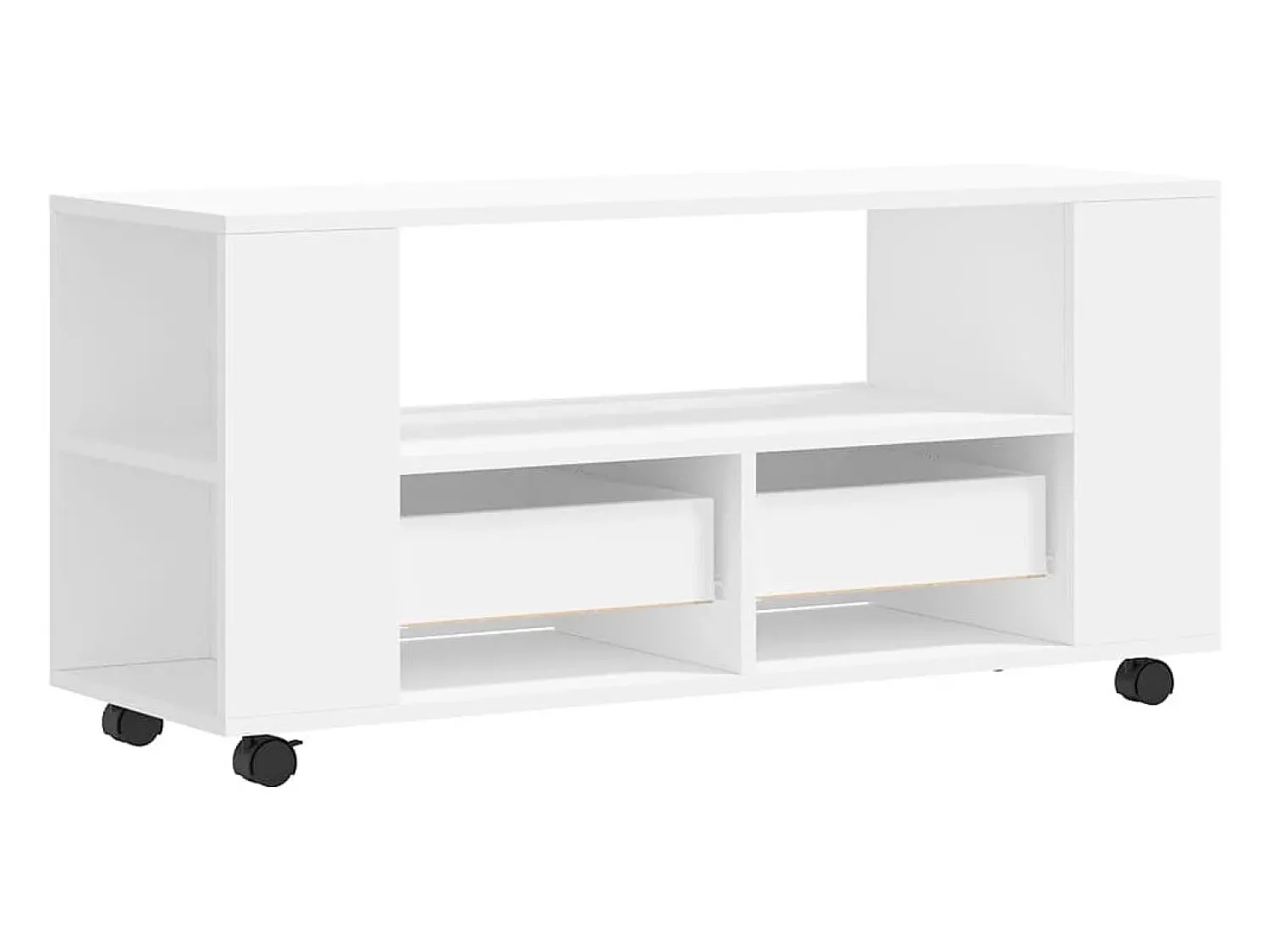 Móvel De Tv*Helloshop26 Suporte multimídia para TV prateleira para TV aparador armário para TV sala de jantar sala de estar quarto 102 x 34,5 x 43 cm madeira engenheirada branca 02_0025559 Branco