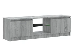 Outlet Helloshop26 Suporte multimídia para TV prateleira para TV aparador armário para TV sala de jantar sala de estar quarto com luzes LED Sonoma 120 x 30 x 35,5 cm cinza 02_0026796 Cinzento