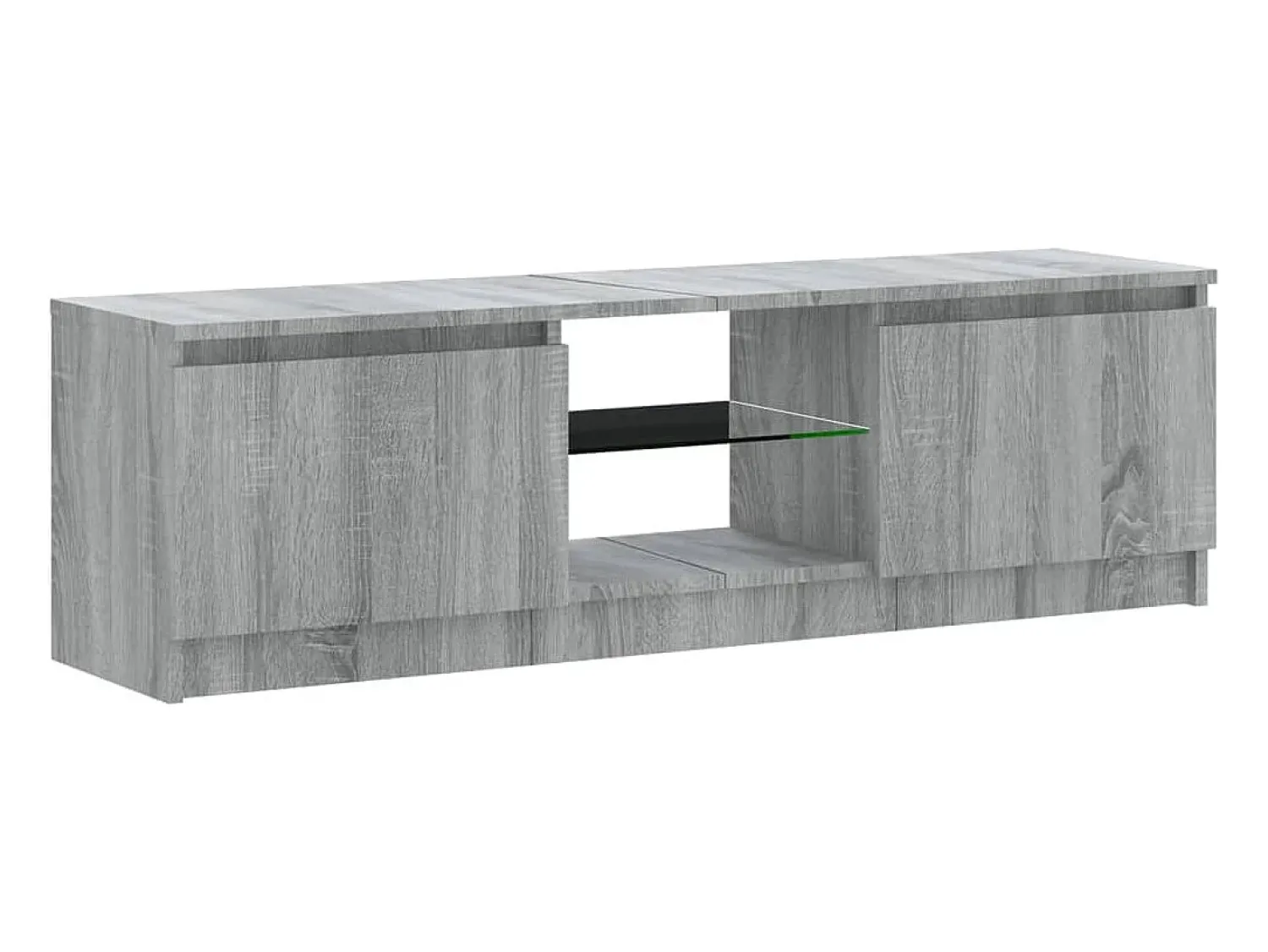 Outlet Helloshop26 Suporte multimídia para TV prateleira para TV aparador armário para TV sala de jantar sala de estar quarto com luzes LED Sonoma 120 x 30 x 35,5 cm cinza 02_0026796 Cinzento