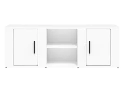 Helloshop26 Suporte multimídia para TV prateleira para TV aparador armário para TV sala de jantar sala de estar quarto 100 x 31,5 x 35 cm madeira engenheirada branca 02_0025441^ Móvel De Tv